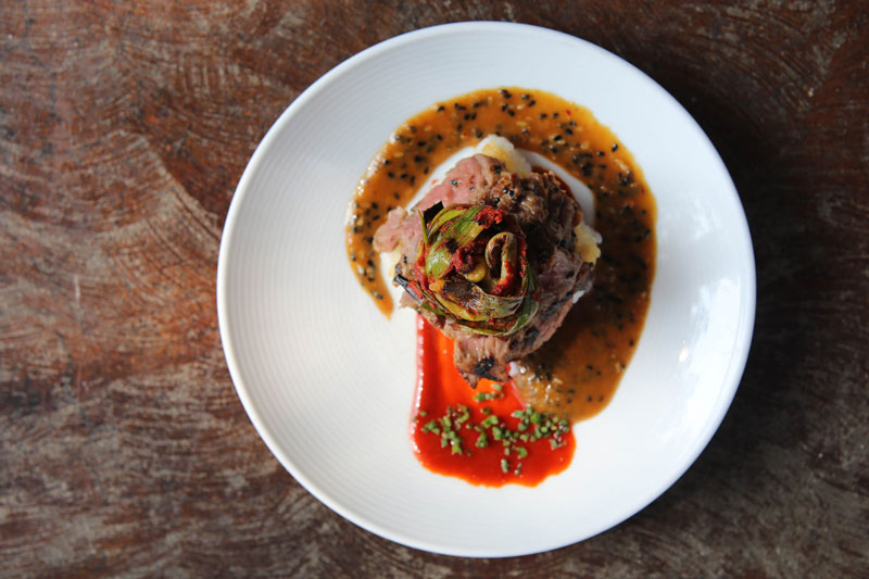 elegantly-plated dish of korean beef