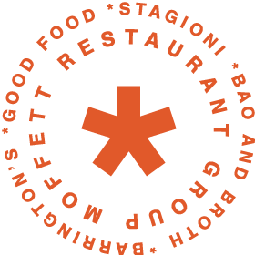 orange MRG logo with asterick in middle and words moffett restaurant group circling around it